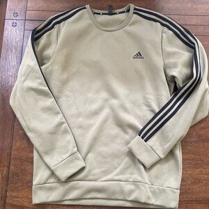 Adidas Essentials 3-Stripes Crew Sweatshirt Mens L Green Black LS Pullover